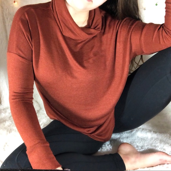 Sweaters - rust cowl neck sweater long sleeve